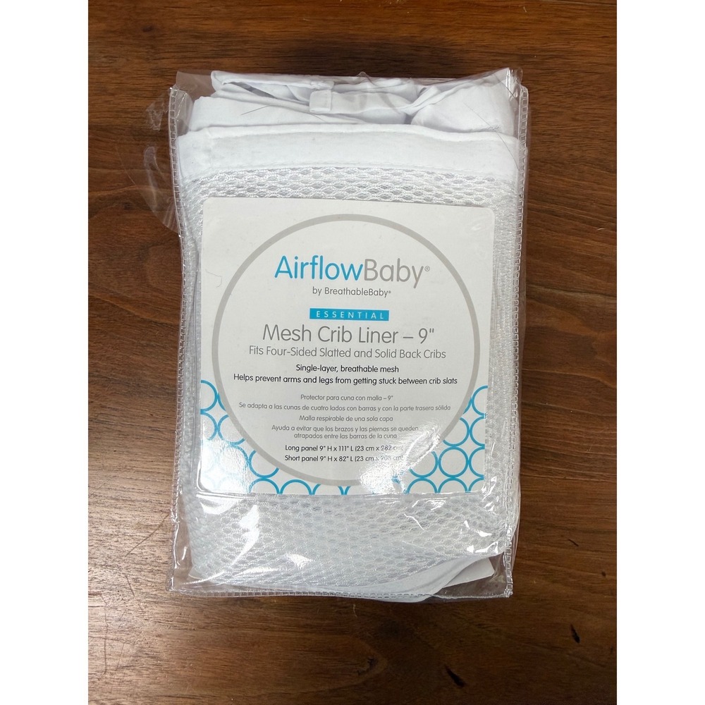 BreathableBaby AirflowBaby Essential Mesh Crib Liner 9 inch White Single Layer